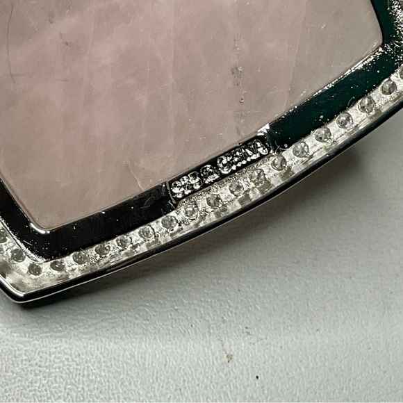 Ross Simons Sterling Silver Huge Rose Quartz CZ Pendant Necklace - Picture 5 of 8